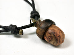 LV-1869 Amboyna Burl & Ironwood Acorn Bag Charm, Pill Holder, Memorial Pendant-SCREW CAP