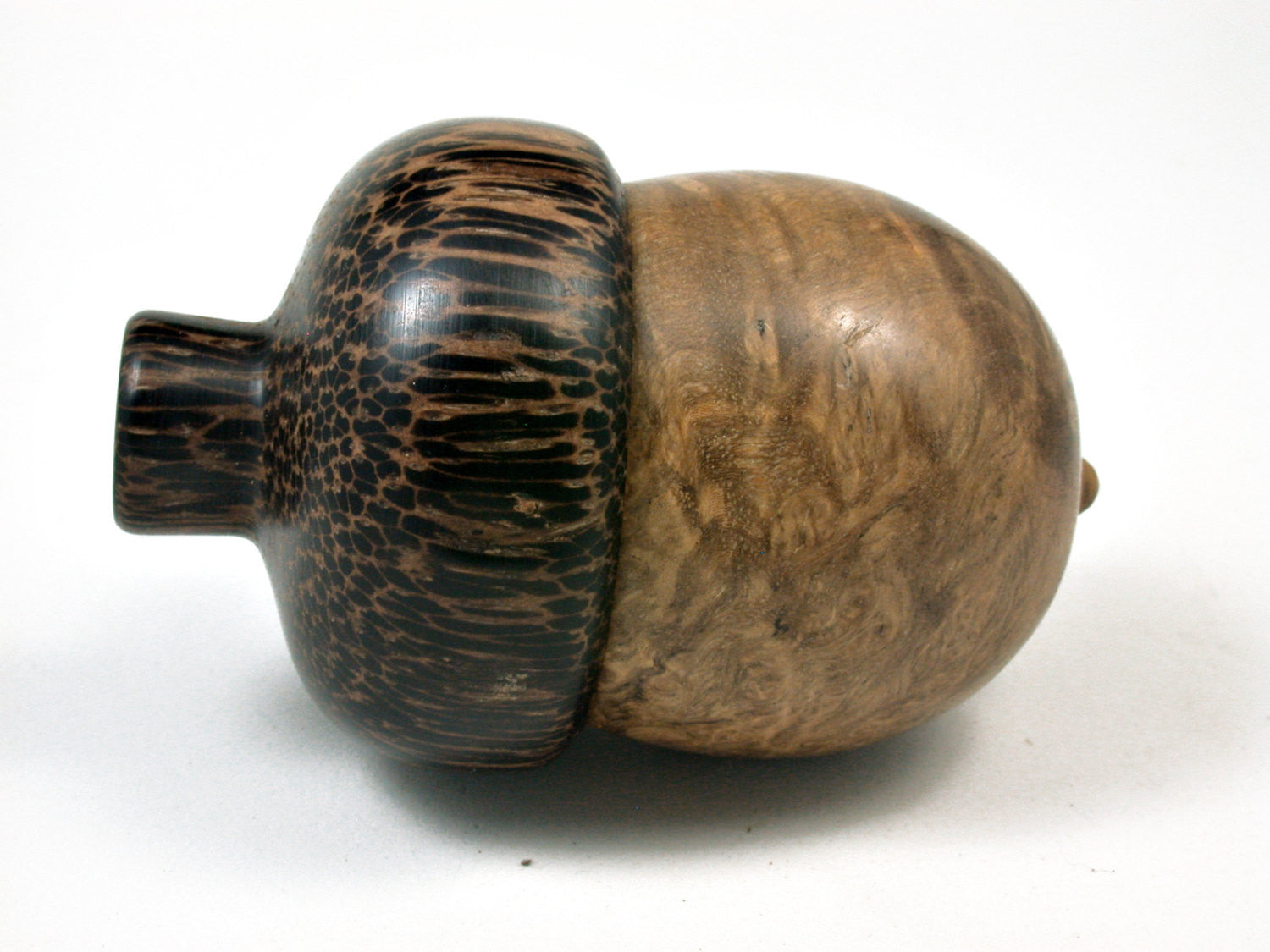 LV-1870 Pollyana Burl & Black Palm Acorn Trinket Box, Keepsakes, Jewelry Box-SCREW CAP
