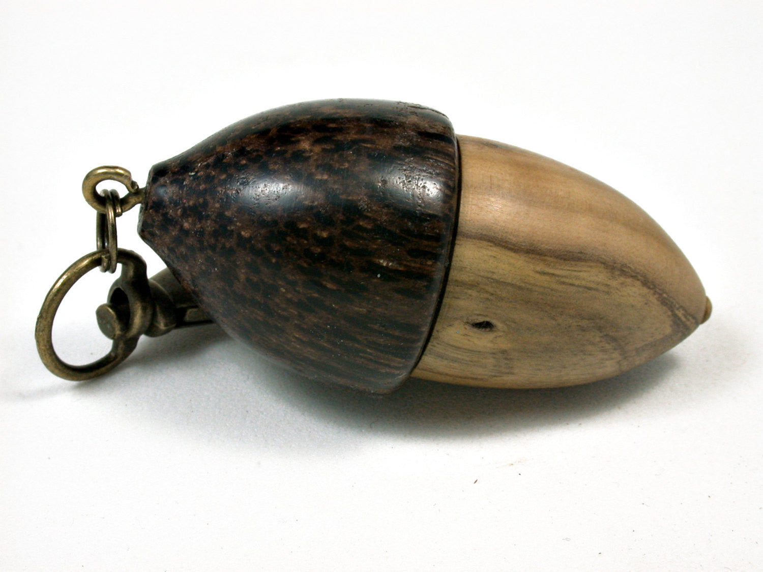 LV-1875 Creosote & Black Palm Acorn Pendant Charm, Pill Holder, Cash Stash-SCREW CAP