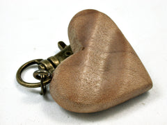 LV-1762 Curly Sugar Maple Wooden Heart Shaped Charm, Keychain, Wedding Favor-HAND CARVED