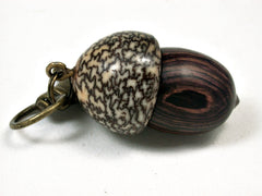 LV-1881 Camatillo Rosewood & Betelnut Acorn Pendant Charm, Pill Holder-SCREW CAP
