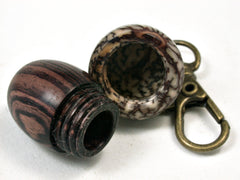 LV-1881 Camatillo Rosewood & Betelnut Acorn Pendant Charm, Pill Holder-SCREW CAP