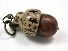 LV-1888 Logwood Burl & Palm Nut Acorn Pendant Charm, Pill Holder-SCREW CAP