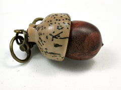 LV-1888 Logwood Burl & Palm Nut Acorn Pendant Charm, Pill Holder-SCREW CAP