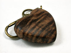 LV-1892 Curly Hawaiian Koa Wooden Heart Shaped Charm, Keychain, Wedding Favor-HAND CARVED