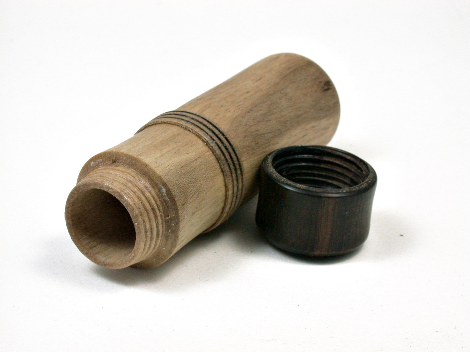 LV-1886 Calabura & Ebony Wooden Slim Pill Box, Toothpick Holder, Needle Case-SCREW CAP