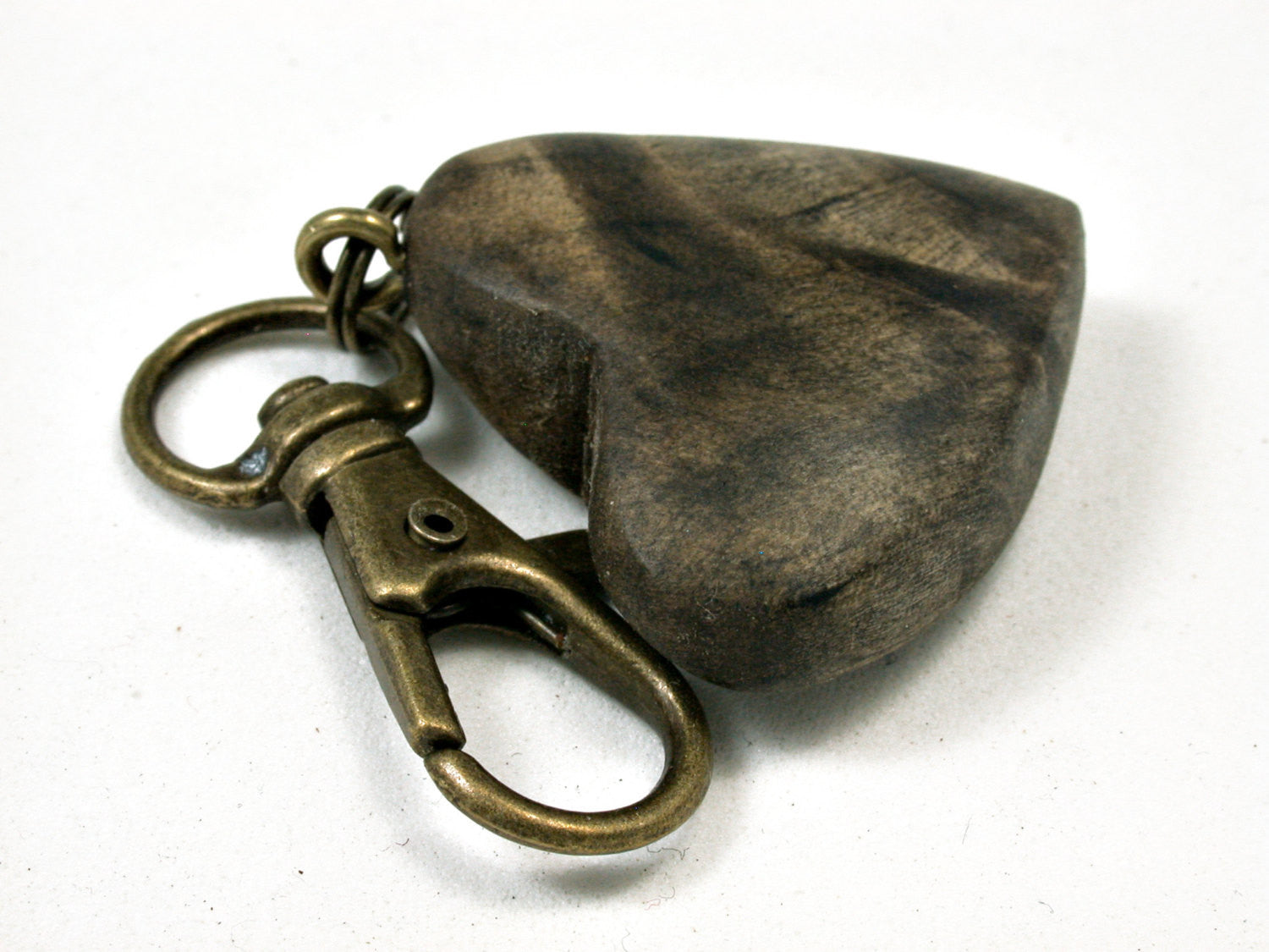 LV-1896 Buckeye Burl Wooden Heart Shaped Charm, Keychain, Wedding Favor-HAND CARVED