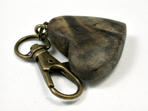 LV-1896 Buckeye Burl Wooden Heart Shaped Charm, Keychain, Wedding Favor-HAND CARVED