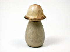 LV-1908 Holly & Oak Wooden Mushroom Threaded Trinket Box, Pill, Jewelry Box-SCREW CAP