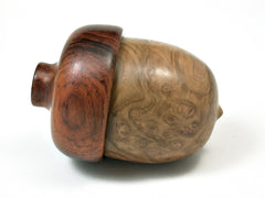 LV-1921 York Gum Burl & Cocobolo Wooden Acorn Trinket Box, Keepsake, Jewelry Box-SCREW CAP