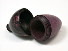 LV-1931 Purpleheart & Camatillo Wooden Acorn Trinket Box, Keepsake, Jewelry Box-SCREW CAP