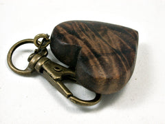 LV-1894 Curly Hawaiian Koa Wooden Heart Shaped Charm, Keychain, Wedding Favor-HAND CARVED
