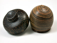 LV-1948 Bocote & Black Palm Wooden Acorn Ring Box, Pill Box, Gift Box-SCREW CAP