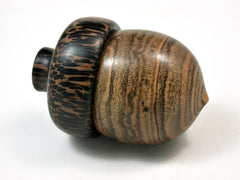 LV-1948 Bocote & Black Palm Wooden Acorn Ring Box, Pill Box, Gift Box-SCREW CAP