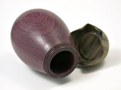 LV-1949 Purpleheart & Verawood Eggplant Threaded Box, Needle Case, Jewelry Box-SCREW CAP