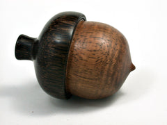 LV-1947 Curly Koa & Black Palm Acorn Jewelry Box, Pill Box, Trinket Box-SCREW CAP
