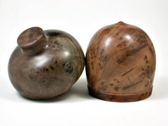 LV-1953 Acorn Box from Thuya Burl & Black Walnut Burl with Screw-on Cap -LARGE