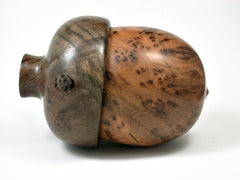 LV-1953 Acorn Box from Thuya Burl & Black Walnut Burl with Screw-on Cap -LARGE