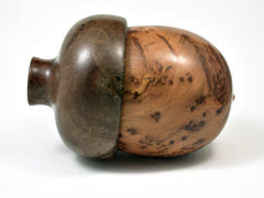 LV-1953 Acorn Box from Thuya Burl & Black Walnut Burl with Screw-on Cap -LARGE
