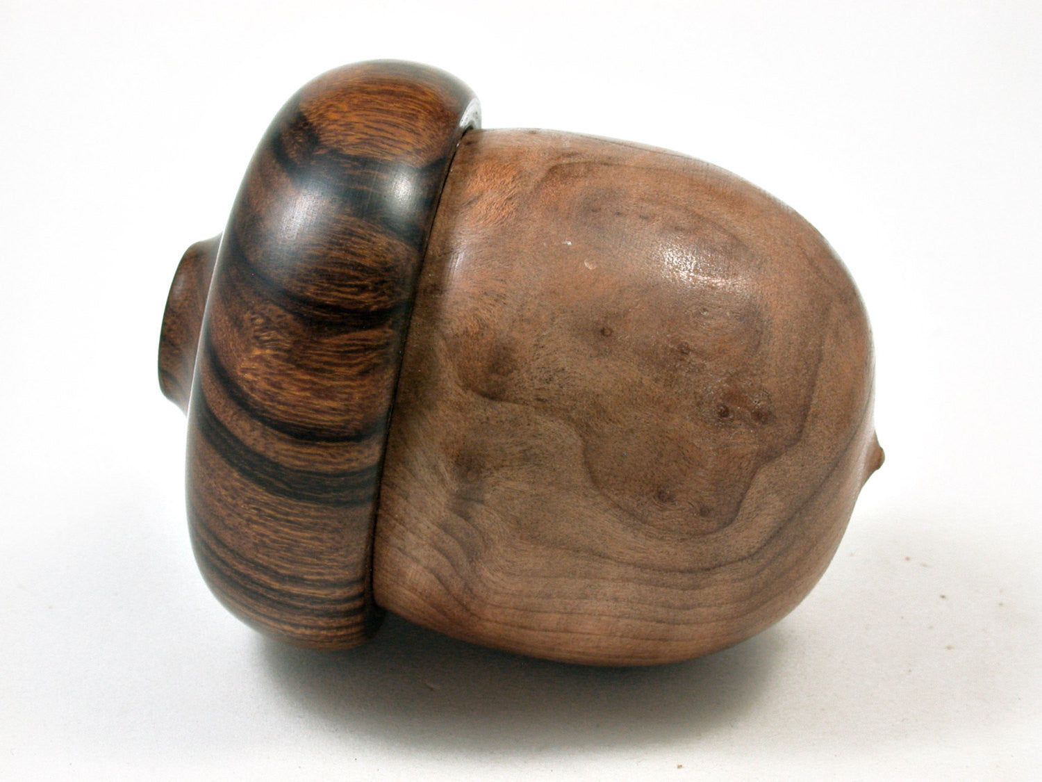 LV-1954 Wooden Acorn Box from Redwood Burl & Desert Ironwood-SCREW CAP