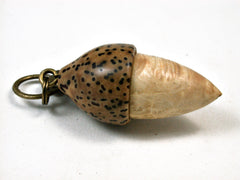 LV-1970 Box Elder Burl & Palm Nut Wooden Acorn Pendant, Charm, Pill Holder-SCREW CAP