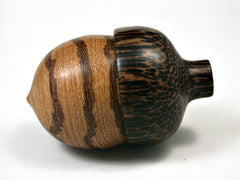 LV-1973 Marblewood & Black Palm Acorn Jewelry Box, Pill Box, Trinket Box-SCREW CAP