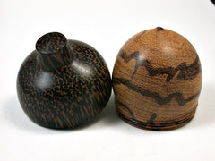 LV-1973 Marblewood & Black Palm Acorn Jewelry Box, Pill Box, Trinket Box-SCREW CAP