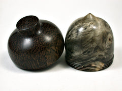 LV-1977 Buckeye Burl & Black Palm Acorn Jewelry Box, Pill Box, Trinket Box-SCREW CAP