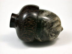 LV-1977 Buckeye Burl & Black Palm Acorn Jewelry Box, Pill Box, Trinket Box-SCREW CAP
