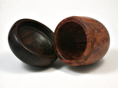 LV-1978 Logwood Burl & Brazilian Ebony Acorn Jewelry Box, Pill Box, Trinket Box-SCREW CAP