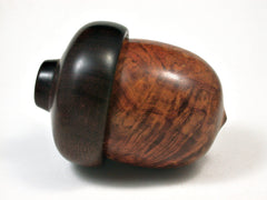 LV-1978 Logwood Burl & Brazilian Ebony Acorn Jewelry Box, Pill Box, Trinket Box-SCREW CAP