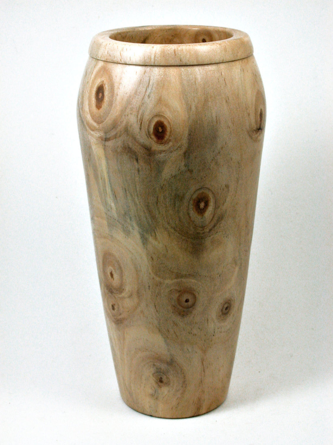 LV-1980 Extremely Knotty Italian Stone Pine Hand Turned Wooden Weed Pot, Tall Vase, Vessel