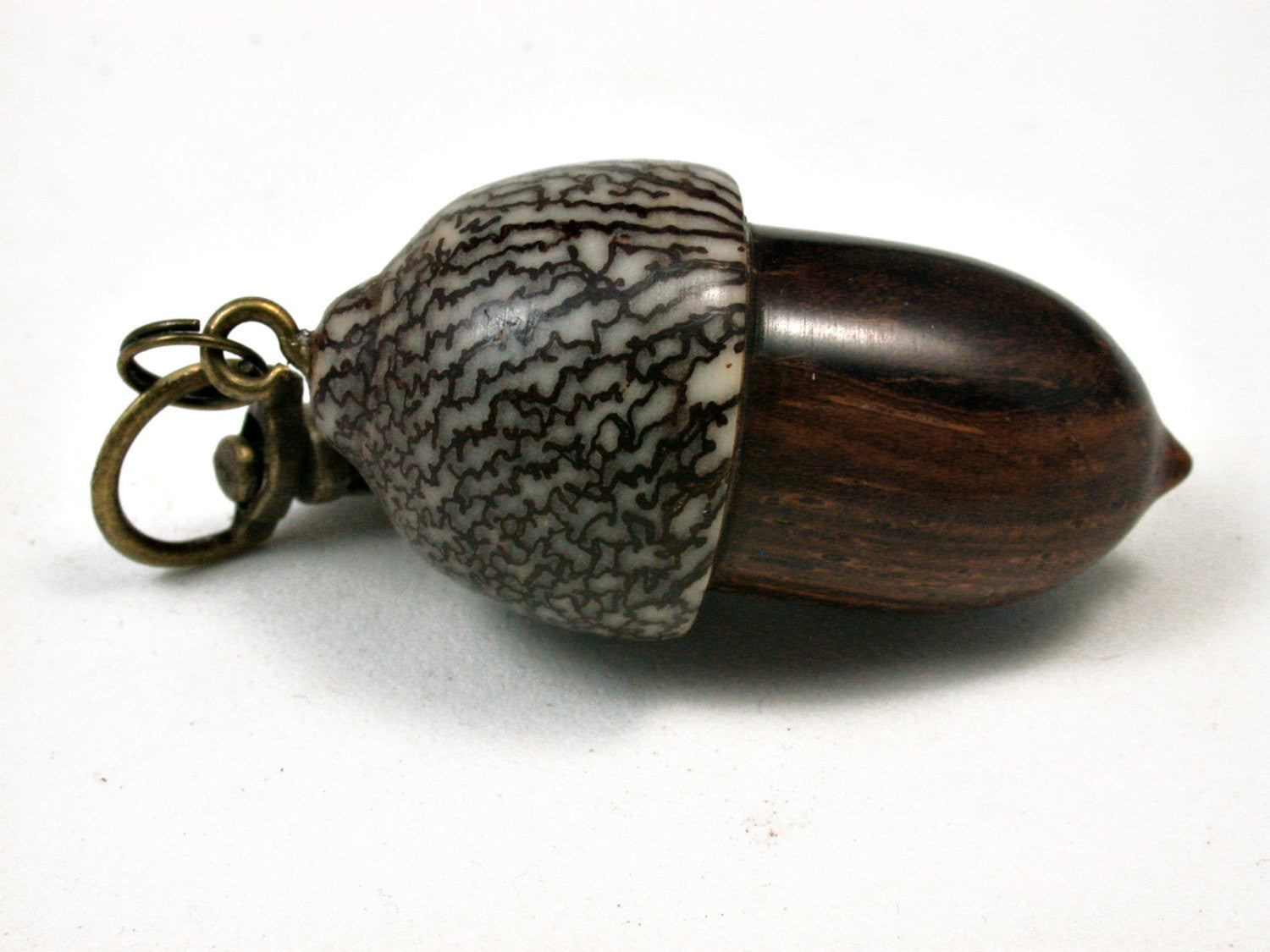 LV-1986 Acorn Pendant Box, Charm, Pill Holder from Cocobolo & Betelnut-SCREW CAP