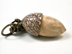 LV-1976 Acorn Pendant Box, Charm, Pill Holder from Box Elder Burl & Christmas Palm Nut-SCREW CAP