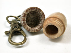 LV-1976 Acorn Pendant Box, Charm, Pill Holder from Box Elder Burl & Christmas Palm Nut-SCREW CAP