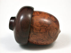 LV-1978 Logwood Burl & Brazilian Ebony Acorn Jewelry Box, Pill Box, Trinket Box-SCREW CAP