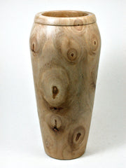 LV-1980 Extremely Knotty Italian Stone Pine Hand Turned Wooden Weed Pot, Tall Vase, Vessel