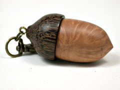 LV-1989 Acorn Pendant Box, Charm, Pill Holder from Briar Burl & Palm-SCREW CAP
