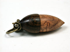 LV-1982 Acorn Pendant Box, Charm, Pill Holder from Amboyna Burl & Ironwood-SCREW CAP