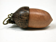 LV-1989 Acorn Pendant Box, Charm, Pill Holder from Briar Burl & Palm-SCREW CAP