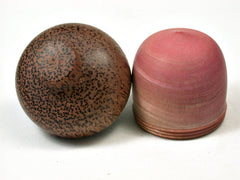 LV-2008 Pink Ivory & Red Palm Wooden Acorn Trinket Box, Keepsake, Jewelry Box-SCREW CAP