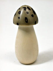 LV-2003 Holly & Raphia Palm Nut Threaded Mushroom Needlecase, Pill Box, Jewelry Box-SCREW CAP
