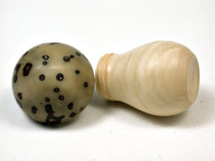 LV-2004 Holly & Raphia Palm Nut Threaded Mushroom Needlecase, Pill Box, Jewelry Box-SCREW CAP