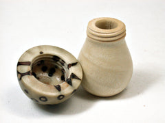 LV-2004 Holly & Raphia Palm Nut Threaded Mushroom Needlecase, Pill Box, Jewelry Box-SCREW CAP