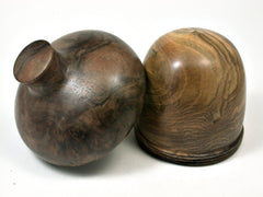 LV-1998 Wooden Acorn Box from Pistachio & Black Walnut Burl -LARGE