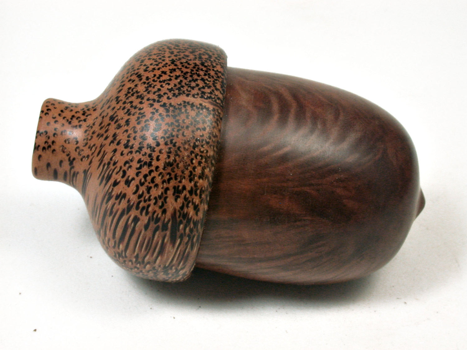 LV-2013 Manzanita Burl & Red Palm Acorn Trinket Box, Keepsake, Jewelry Box-SCREW CAP