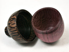 LV-2014 Purpleheart & Black Palm Acorn Trinket Box, Keepsake, Jewelry Box-SCREW CAP