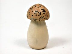 LV-2005 Holly & White Elephant Palm Nut Threaded Mushroom Needlecase, Pill Box, Jewelry Box-SCREW CAP