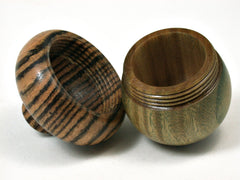 LV-1997 Verawood & Bocote Acorn Engagement Ring Box, Pill Box, Wedding Gift-SCREW CAP