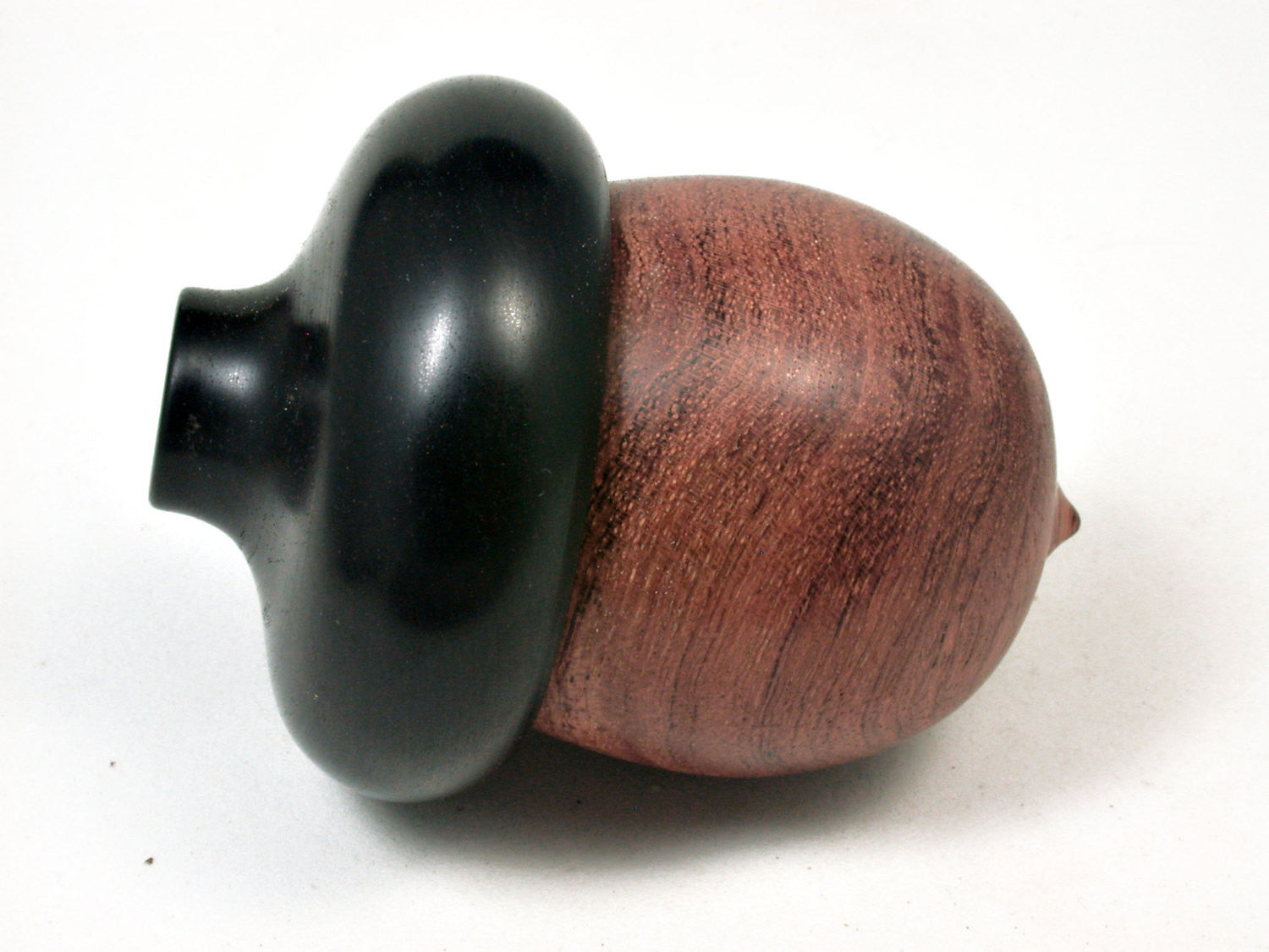 LV-2011 African Rosewood & Blackwood Acorn Trinket Box, Keepsake, Jewelry Box-SCREW CAP